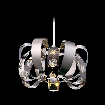 

Bold and Intriguing Stainless Steel Frame Mini Pendant Accented by Bright Crystals, HL360052