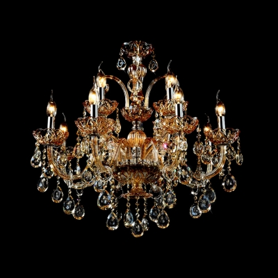 Bold Traditional Style Crystal Chandelier Features Gleaming Curved Arms and Radiant ClearHand-cut Crystal Accents