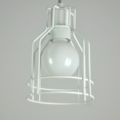 Bulb Style Mini Pendant in Black/White Cage