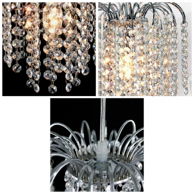Chrome Modern 1-light Mini Chandelier with Waterfall Crystal Strands
