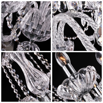 Clear Crystal Strands and Droplets Waterfall 8-Light Resplendent Chandelier