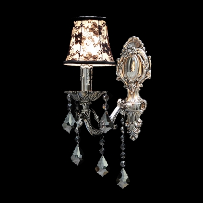 

Concise Delicate Silver Finish Detailing and Lead Crystal Drops Add Charm to Delightful Single Light Wall Sconce, HL308176