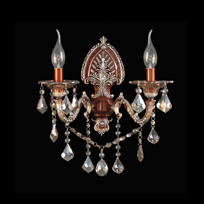 European Candelabra Style Wall Sconce Featured Glamourous Zin Alloy and Lead Crystal