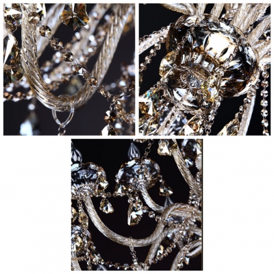Exclusively 6-Light  Amber Crystal Cascades Chandelier Ceiling Light