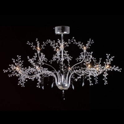 

Finely Designer Crystal Balls and Metal Branches Whimsical 23.6"High Adjustable Branch Shape Chandelier, HL364951