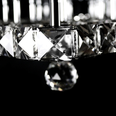 Finely Hand Cut Crystal Diamonds Square Flush Mount Light Hanging a Crystal Ball