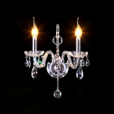 Finest Crystal Embraces Stunning Double Candle-style Light Wall Sconce
