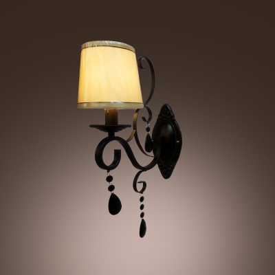 Handsome Traditional Wall Sconce Complete with Wrought Iron Arms and Clear Crystal Drops
