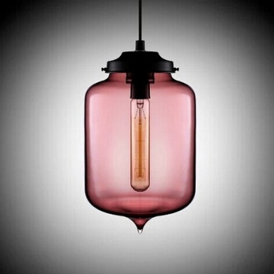 Jar Shaped Colored Glass LOFT Industrial Chandelier Pendant