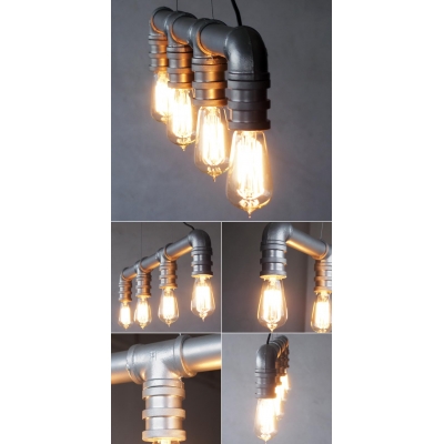 LOFT Downward Pipe Silver LED Pendant with Four Lights