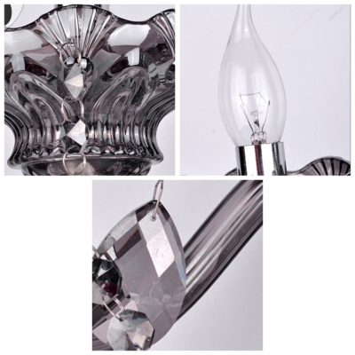 Magnificent Gleaming Double Candle-style Light Crystal Wall Sconce with Elegant Scrolling Arms