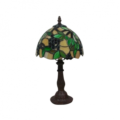 One Light Table Lamp in Tiffany Style Leaf and Diamond Pattern