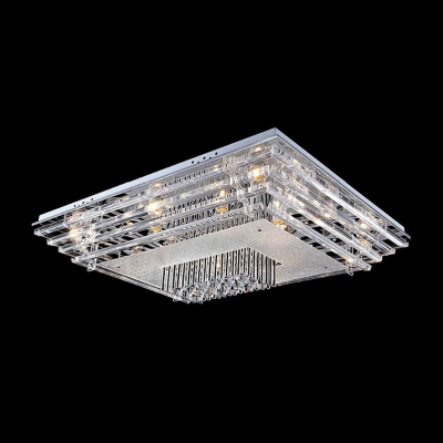 

Rectangular Clear Crystal Glass Shade 17.7"Wide Flush Mount Accented by Crystal Drops, HL360555