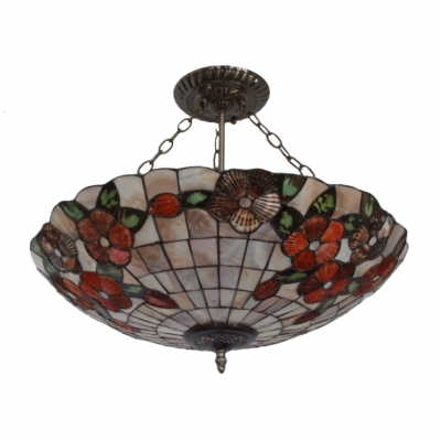 Red Dragonfly Five-light Tiffany  Style Pendant Light Embracing Shell-made Shade