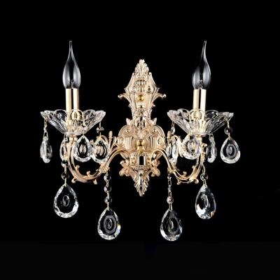 Regal Delicate European Style Two Light Crystal Wall Light Fixture