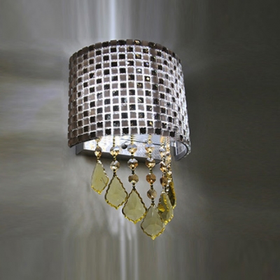 Sparkling Wall Light with Amber Crystal Droplets Add Feminine Touch to Your Bathroom