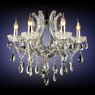 

Splendid Crystal Chandelier Offers Opulence with Ornate Frame Accented by Sparkling Crystals