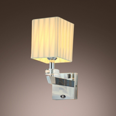 Stunning Modern Wall Sconce Makes Great Decor with Faceted Crystal Bobeche and Beige Fabric Shade