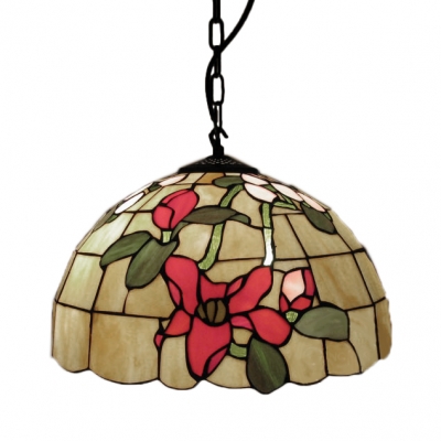 Tiffany Dome-shape Floral Glass Shade 16 Inches Wide Mini Pendant