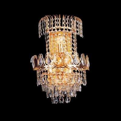 Timeless Three-light Crystal Wall Sconce With Contemporary Glamorous Gold Finish