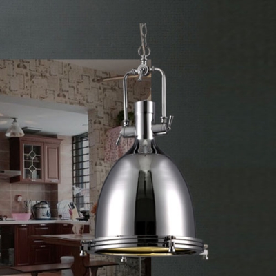 Industrial Style 1 Light Large Pendant in Polished Nickel