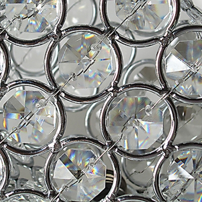 Wonderfully Bowl Shade Crystal Beads Embedded Semi-Flush Mount in Chrome Finish