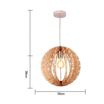 Wooden Chip Design Round Ball Shaped Designer Large Pendant Light