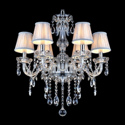 6-Light 23.6"High Crystal Glass Chandelier Hanging Dainty Crystal Droplets