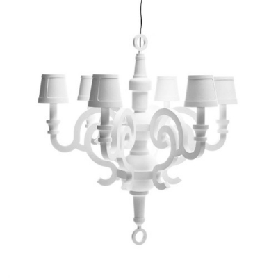 Paper Chandelier With Shade, All White Six-Light