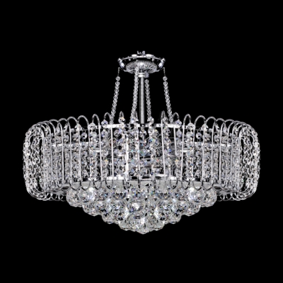 Bold and Elegant Pendant Light  Hanging Cluster of Crystal Globes and Crystal Beaded Strands