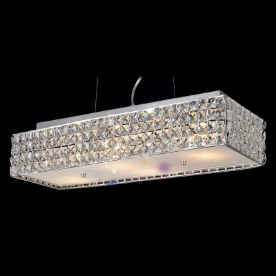 Chic and Stunning Contemporary Island Pendant Light Finished in Chrome with Mini Beaded Crystals