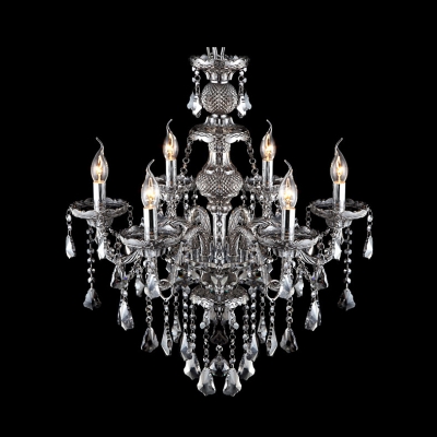 Classic Style Graceful Smoky Crystal Droplets Cascaded Chandelier
