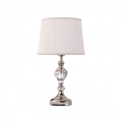 Clear Crystal Finish Table Lamp with White Shade Complements Classic and Contemporary Decors