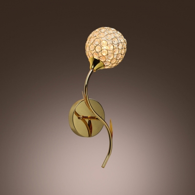 Clear Diamond Crystal and Graceful Scrolls Add Charm to Delightful Gold Finish Wall Sconce