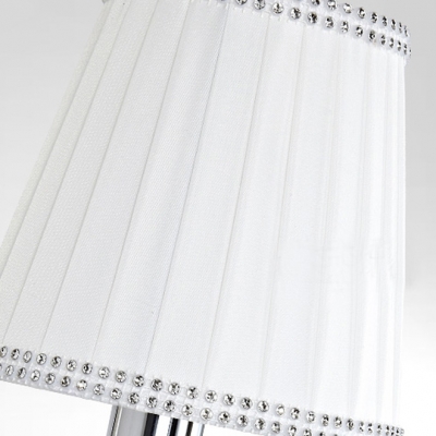 Contemporary Simple Wall Sconce Adorned with Chrome Finish and White Fabric Drum Shade