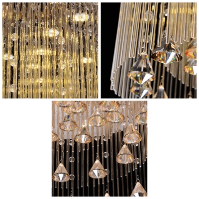 Contemporary Style and Graceful Chrome Finished Flush Mount Light Hanging Crystal Balls