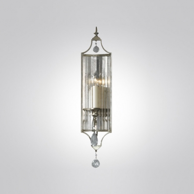Distinguished Design Single Light Wall Sconce Features Elegant Metal Frame and Clear Crystal Drop