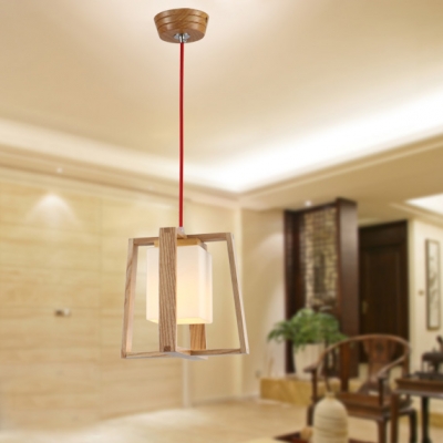 Exquisite 9”Wide Wood Cage Shaped Designer Mini Pendant Lighting