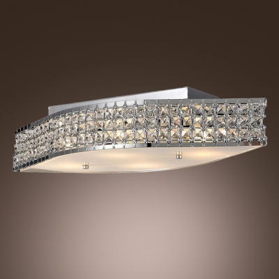 Geometrical Shaped Clear Crystal Beads Embedded Whimsical Style Flush Mount Lighting