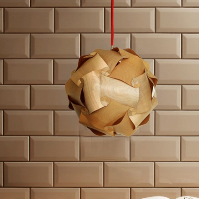 Globe Wood Sliced Shaded Pendant by Designer Lighting