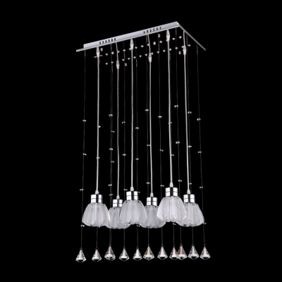 Gorgeous Multi-light Ceiling Light Features Beautiful Glass Shades and Dazzling Crystal Teardrops