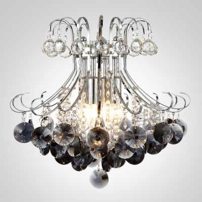 Graceful Black Crystal Beads and Clear Crystal Balls Waterfall Chrome Finished Frame Chandelier