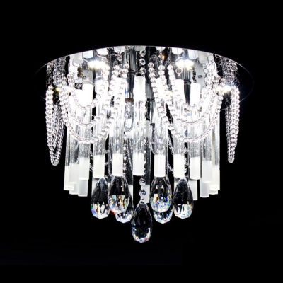 Hanging Clear Crystal Strands and Finely Hand Cut Crystal Droplets Splendid Flush Mount