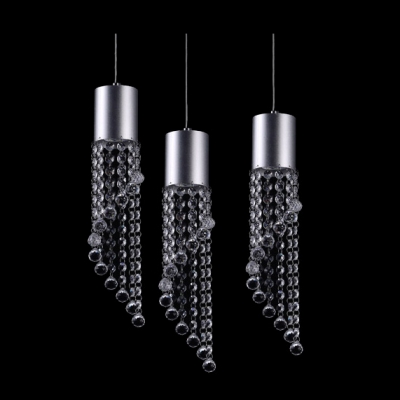 Make Statement with Exclusive Pendant Chandelier Featuring Three Chrome Finish Cascading Crystal
