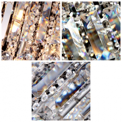 Plentiful Shimmering Crystal Balls Hang Together Round Flush Mount in Chrome Finish