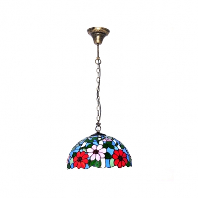 Refreshing-looking Tiffany Mini Pendant Light Featuring Beautiful Flower Patterned Glass Shade