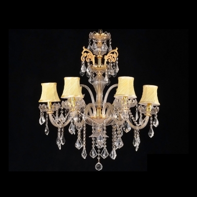 Six Candle Lights Elegant and  Luminous Gold Crystal Arms and Droplets
