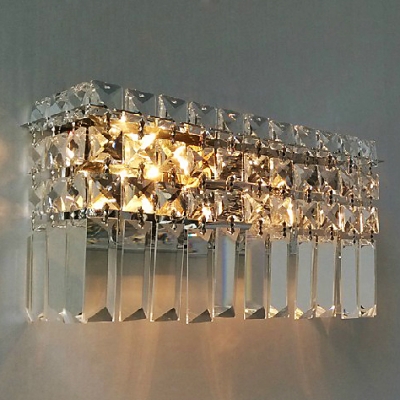 Sparkling Bathroom Light Features Hanging Crystals and Chrome Finish for Indulgent Look