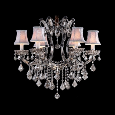 Traditional Chandelier with Crystals and Fabric Shades Add a Romantic Style to Your Decor