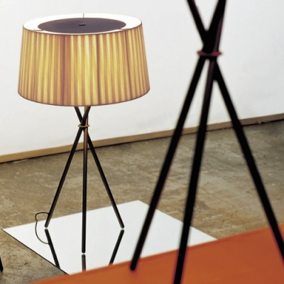 Tripod Base Design Elegantly Drum Shaded Designer Floor Lamp